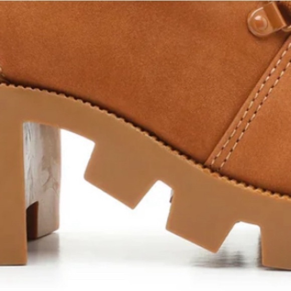 Schutz Shoes Schutz Xayane Combat style Women's 9.5 in TanBrown Lace-up Bootie - Picture 2 of 10